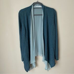 Lola & Sophie Women's Double Layer Sheer Teal Open Front Cardigan Size XL